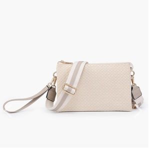 Izzy Crossbody in Diagonal Weave Light Beige